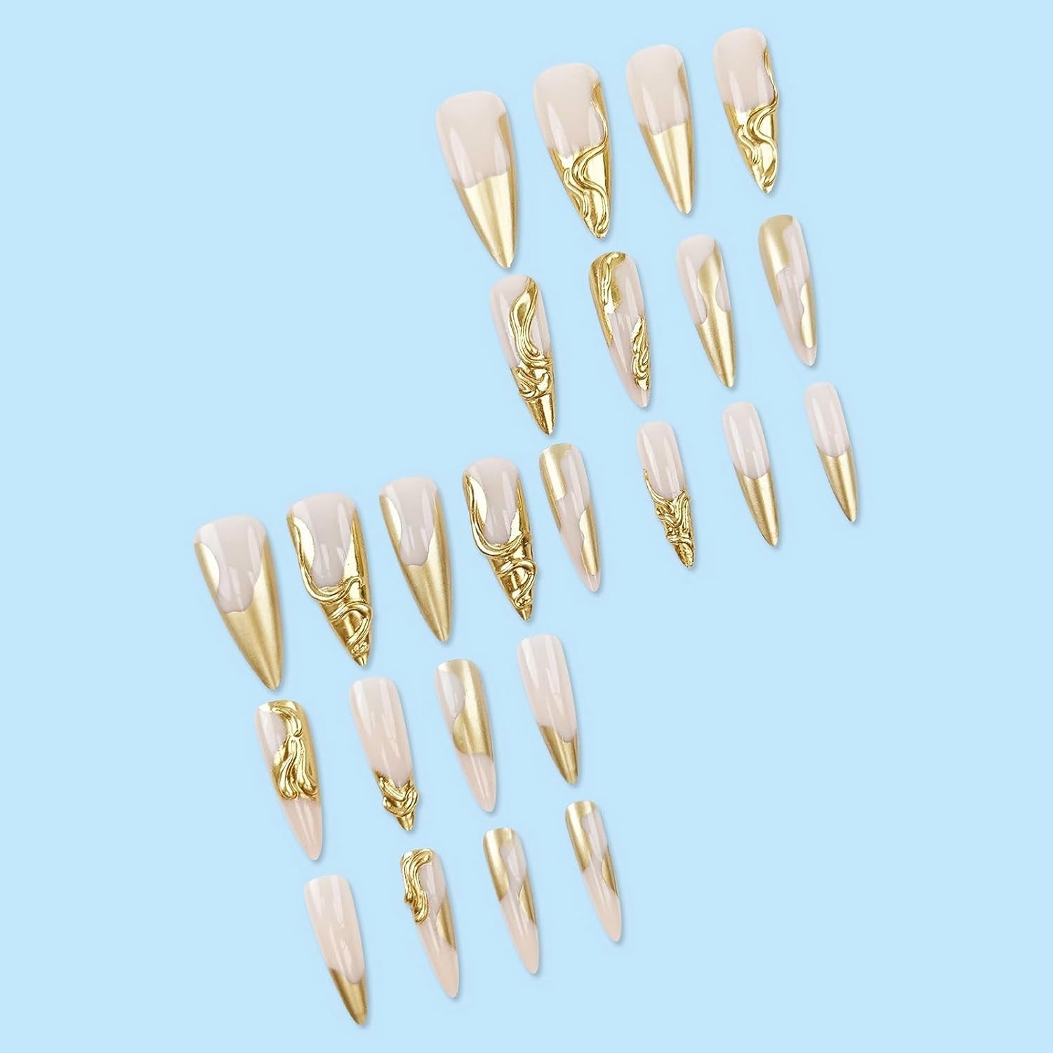 Luxury Press-On Nails | 23 Trendy Stiletto Styles • Reusable Full Nail Kit