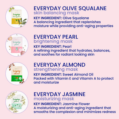 K Beauty Face Mask Skin Care - EVERYDAY 8 COLLECTION Sheet Mask Set (16 Pc) | Natural Premium Korean Face Mask for All Skin Types - No Sulfates No Parabens
