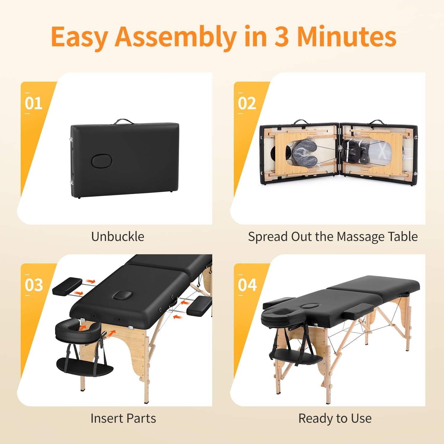 Portable Massage Table | Adjustable Spa Bed with Carry Bag for Massage, Facials, Lash & Tattoo