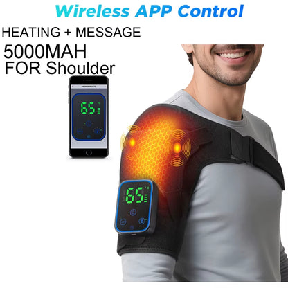 Electric Heating Shoulder Massage Brace Belt Thermal Vibrator Shoulder Temperature Massage Support Pad