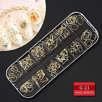 9 Boxes Nail Rhinestones Glitter Gems Diamonds Studs Crystals Sequins Kit with 1 Tweezers and 3 Pen for Nail Art Supplies Accessories