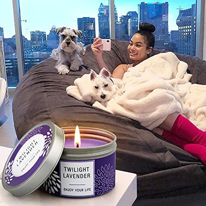 Scented Candle Gift Set for Women, 3 Pack Large Soy Wax Candles in Tins, 6.2 Oz Each, 30-35 Hr Burn, Lavender, Orange Blossom & Mahogany Woods