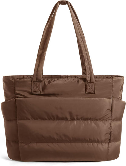 Tote Bag for Women, Lightweight Puffy Tote Bag with Compartments Shoulder Bag Handbag for Travel, Work, Gym | Lightweight