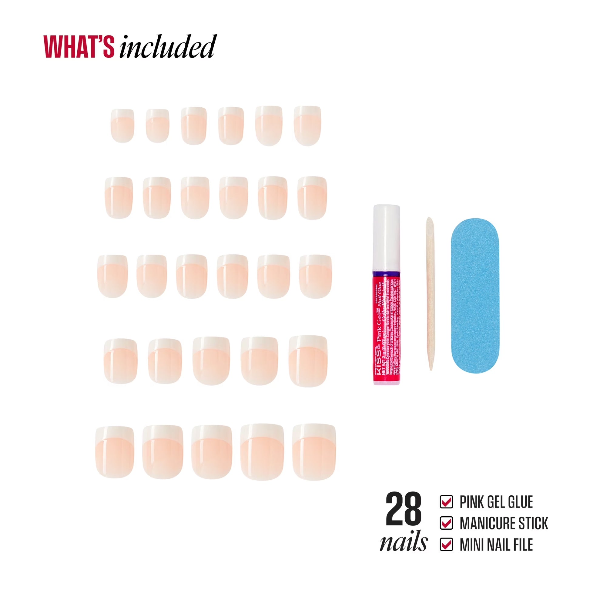 (4 Pack) Broadway by  French Tip Press on Nails, ‘String of Pearls’, White, Short Squoval, 28 Count
