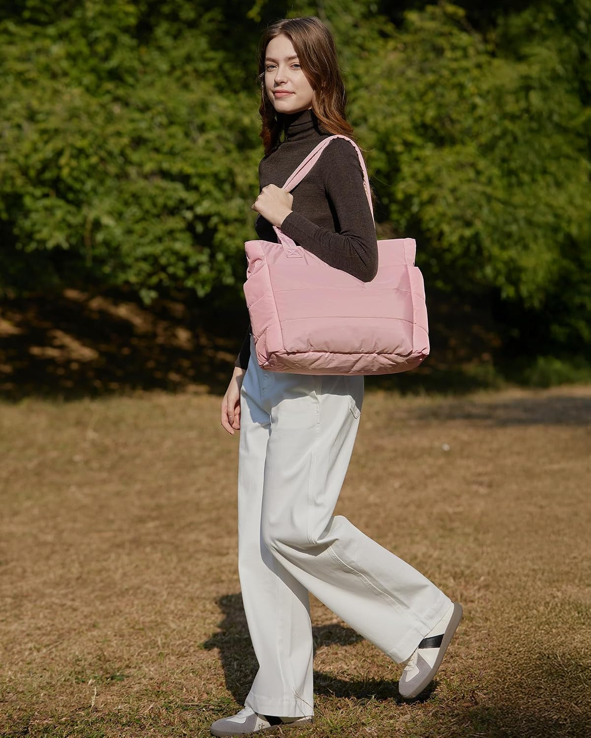 Tote Bag for Women, Lightweight Puffy Tote Bag with Compartments Shoulder Bag Handbag for Travel, Work, Gym | Lightweight