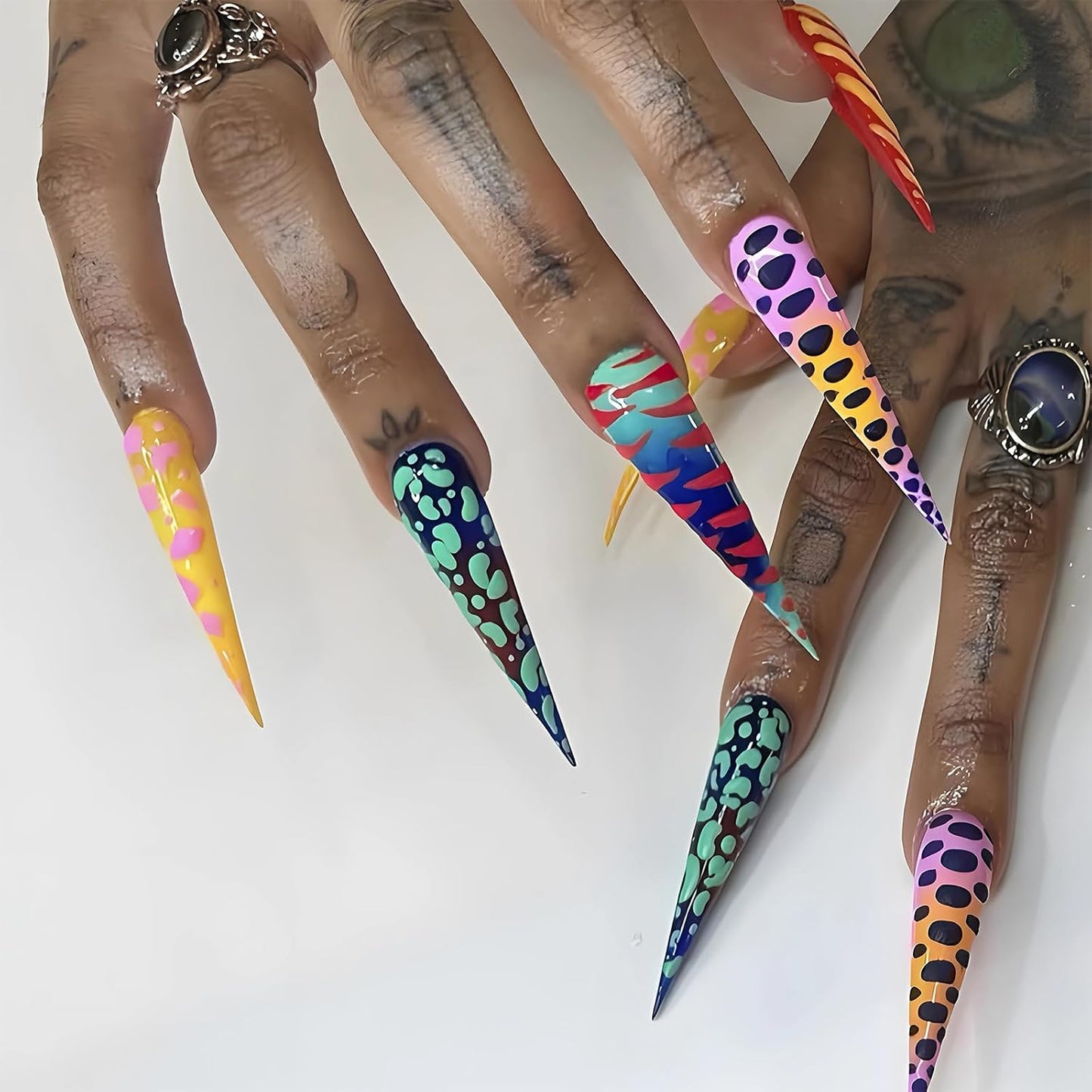 Luxury Press-On Nails | 23 Trendy Stiletto Styles • Reusable Full Nail Kit