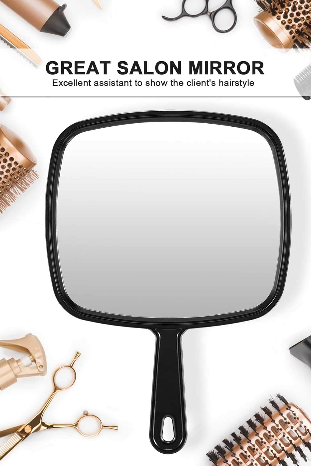 12.6"L X 9"W Hand Mirror, Handheld Mirror with Handle for Salon, 3Pcs
