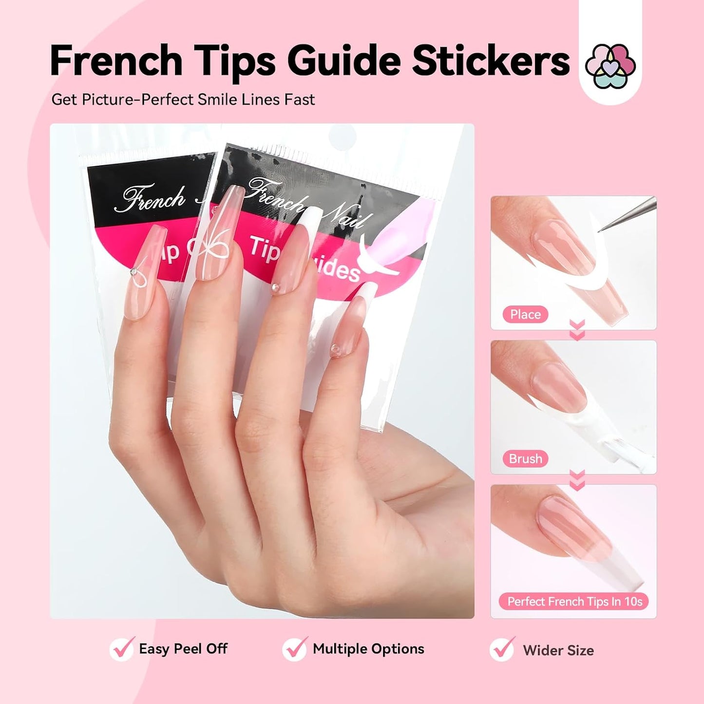 French Manicure Kit : French Tip Tools for Beginners French Tip Nail Stickers French Nail Brush White Gel Nail Polish Quick-Dry Nail Lamp French Tips Guides for Nail Art