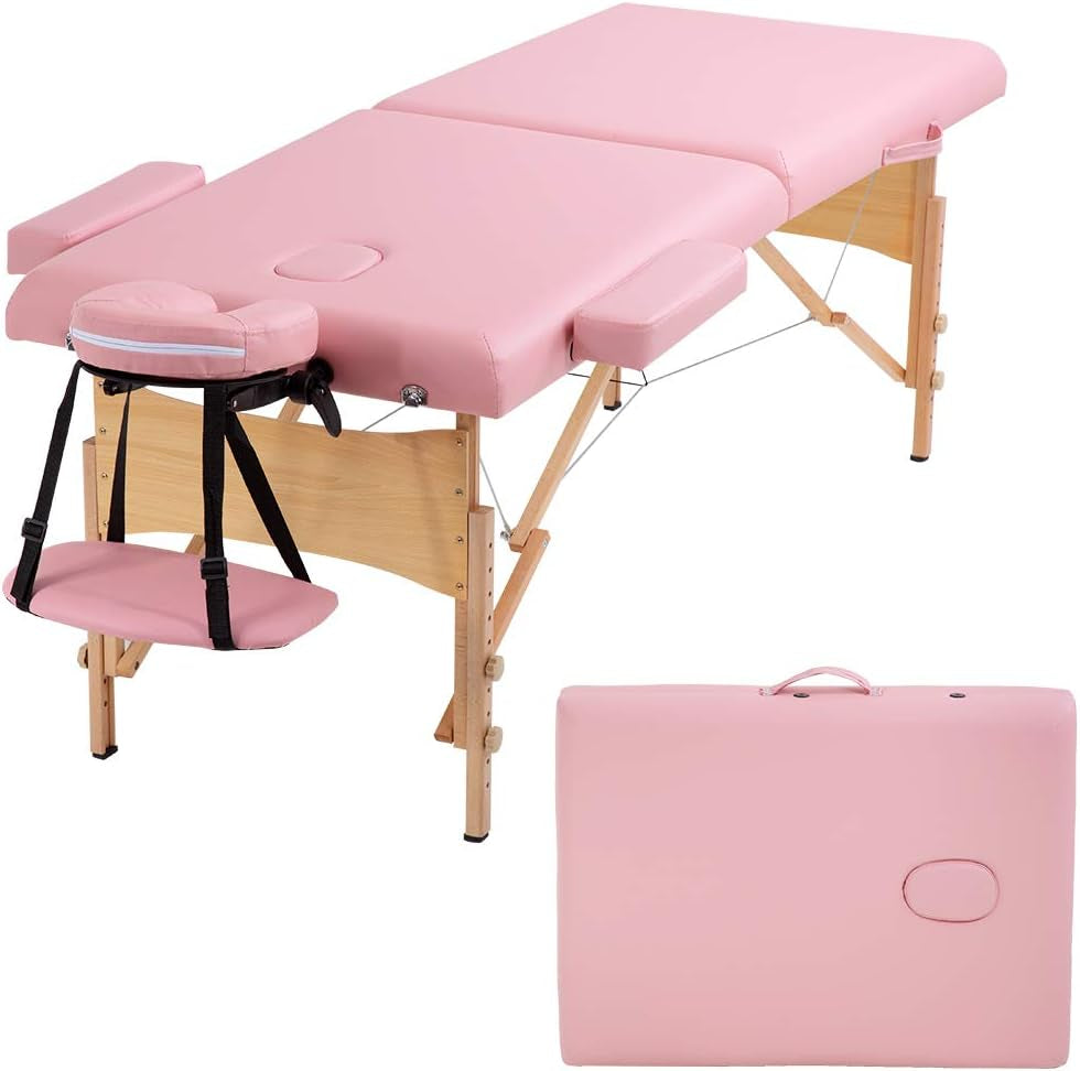 Portable Massage Table | Adjustable Spa Bed with Carry Bag for Massage, Facials, Lash & Tattoo