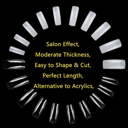 1000PCS Square Nail Tips for Acrylic Nails Professional, Fake Clear Natural Acrylic Short Square French Artificial False Tips Half Cover for Manicure Salon Home