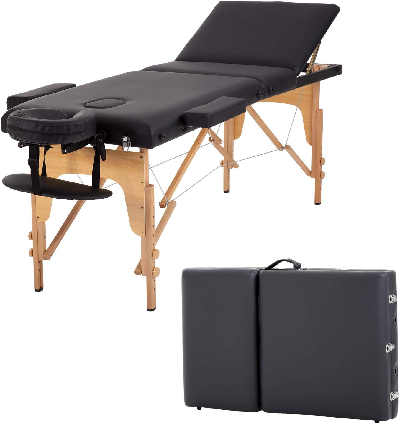 Portable Massage Table | Adjustable Spa Bed with Carry Bag for Massage, Facials, Lash & Tattoo