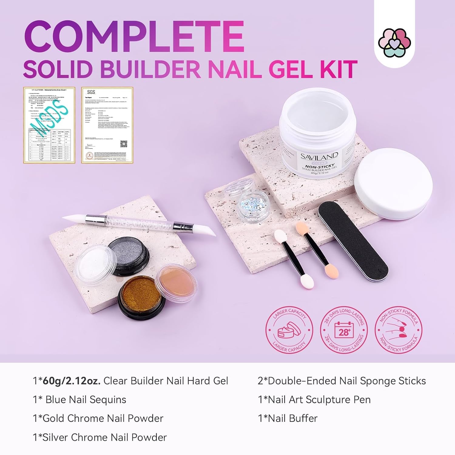 Solid Builder Nail Gel - 60G/2.02Oz Non-Sticky 3D Nail Gels Sculpting Gel for Art Hand Carving Glue Extension with Sequins Chrome Powder DIY Nails Art Salon Home, Beginner Friendly