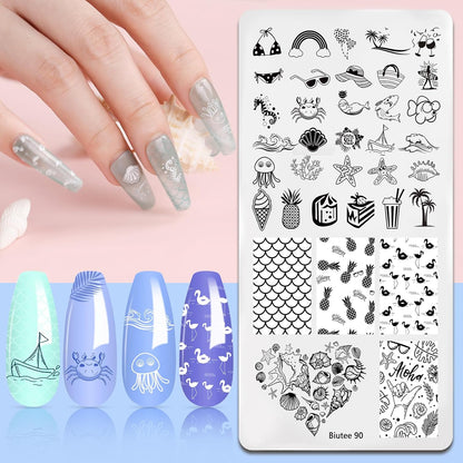 Nail Art Stamping Plates Set 10PCS French Line Stamp Templates, Nail Stamping Kit with Silicone Nail Stamper for DIY Print Manicure Salon Design Gift in Home