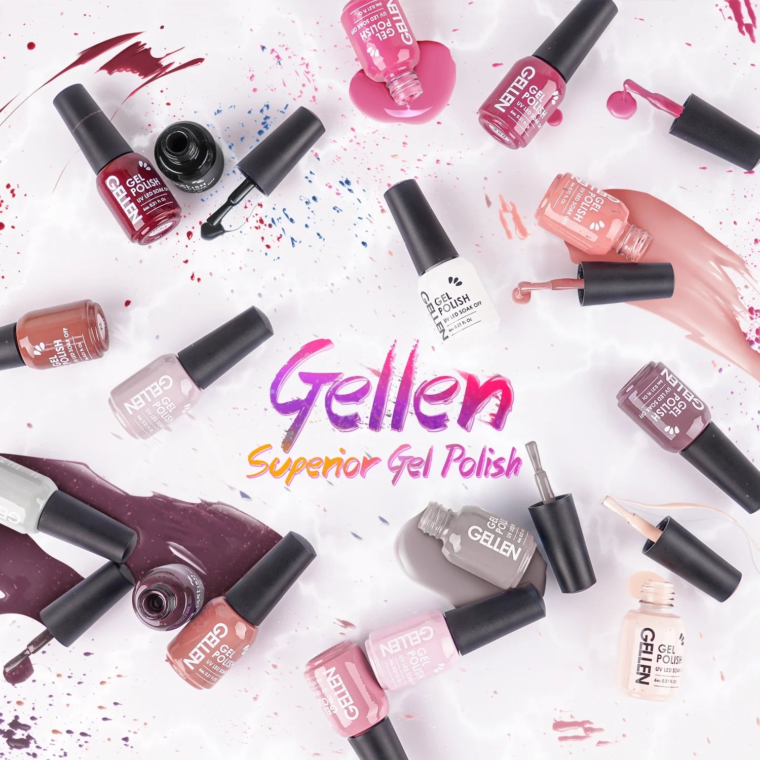 Gel Nail Polish Kit, 16 Colors Gel Polish Nudes Pink Red Brown Soak off Nail Gel Polish Set with Top and Base Coat, UV Nail Gel DIY Salon Nail Art Valentine Gift for Women