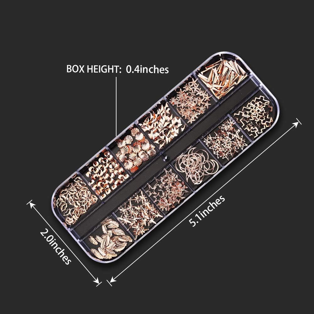 9 Boxes Nail Rhinestones Glitter Gems Diamonds Studs Crystals Sequins Kit with 1 Tweezers and 3 Pen for Nail Art Supplies Accessories