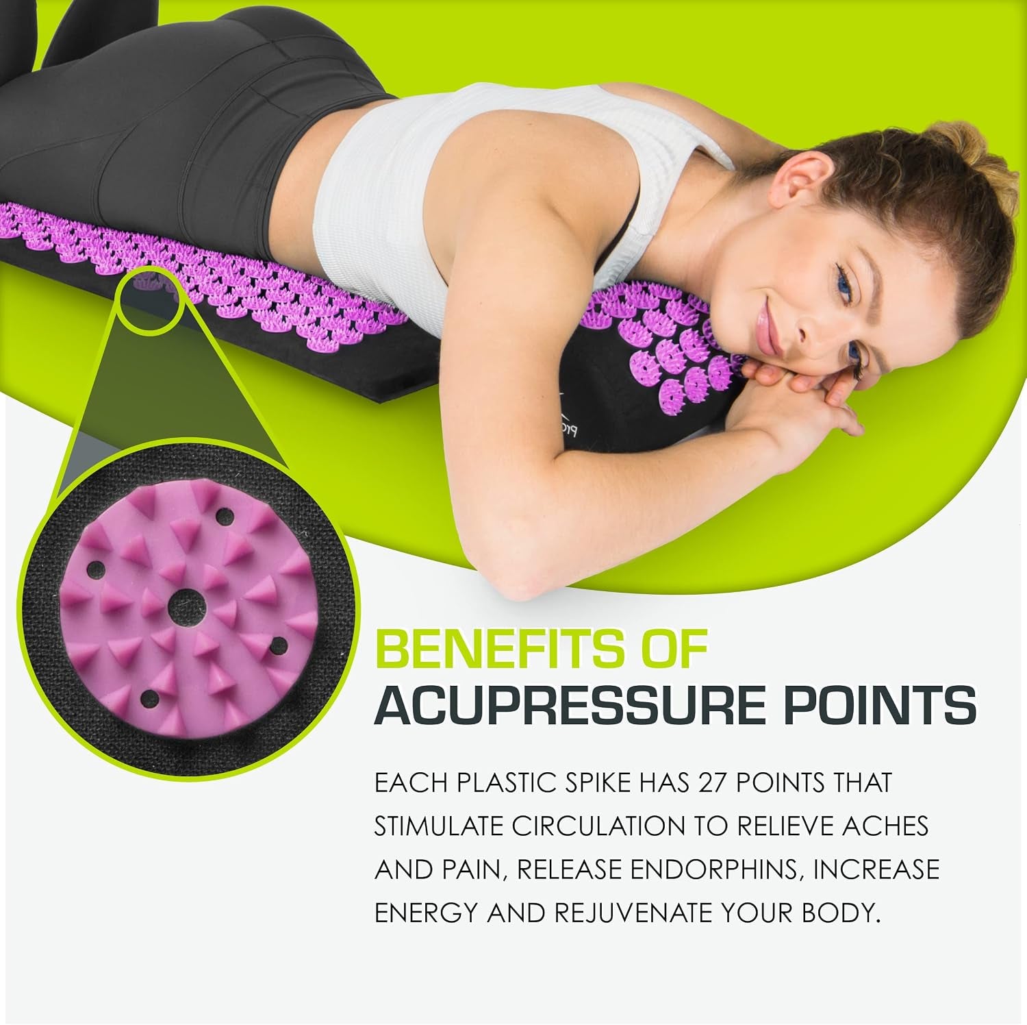 fit Acupressure Mat and Pillow Set for Back/Neck Pain Relief and Muscle Relaxation