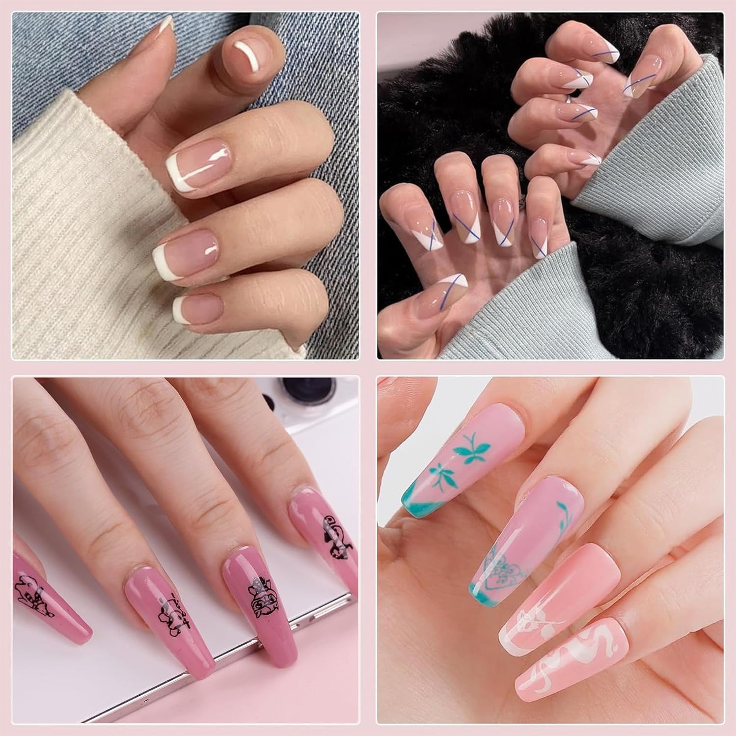 Nail Art Stamping Plates Set 10PCS French Line Stamp Templates, Nail Stamping Kit with Silicone Nail Stamper for DIY Print Manicure Salon Design Gift in Home
