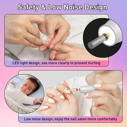Electric Nail Drill Kit, Professional Cordless Nail Drill Nail File Manicure for Acrylic Gel Dip Powder Nails