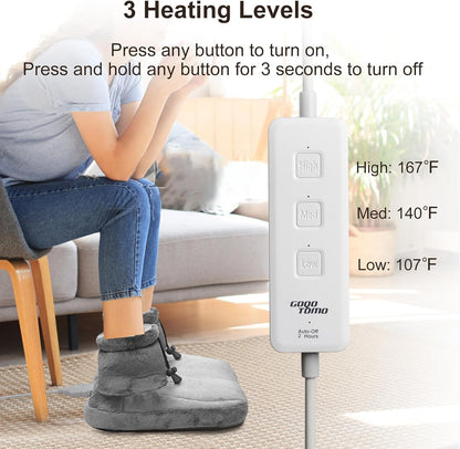 Heated Foot Warmer Pad | Plush Electric Foot Heater with 12 Heat Settings