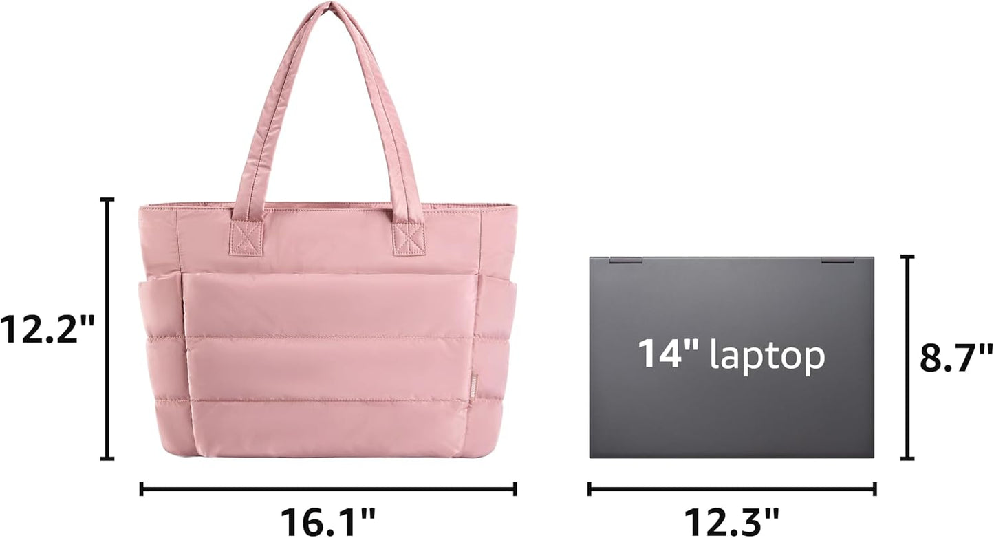 Tote Bag for Women, Lightweight Puffy Tote Bag with Compartments Shoulder Bag Handbag for Travel, Work, Gym | Lightweight