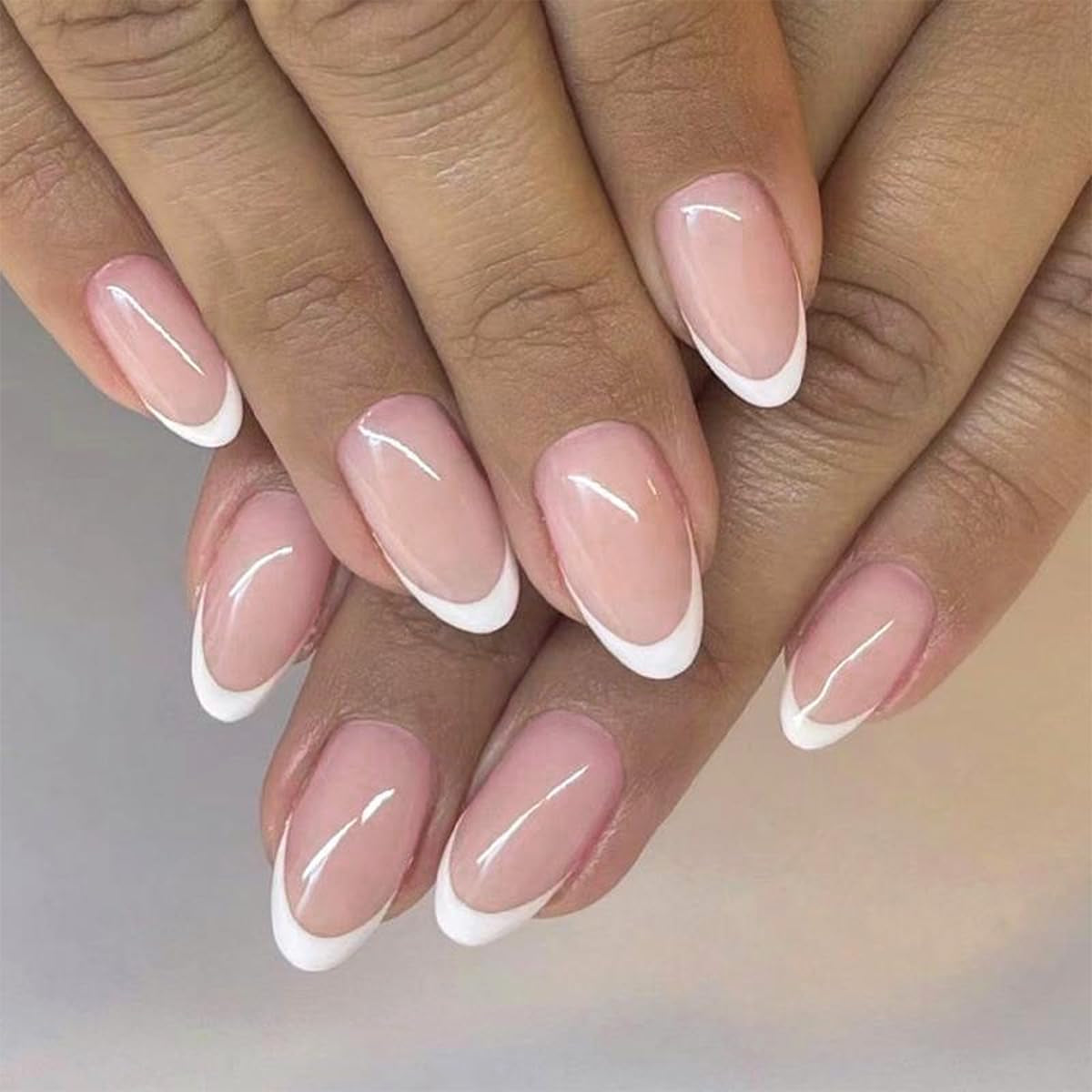 Black Press on Nails Medium Almond Fake Nails Matte False Nails Press Ons with Designs French Tip Acrylic Full Cover Glue on Nails Halloween Stick on Nail for Women Manicure 24 Pcs