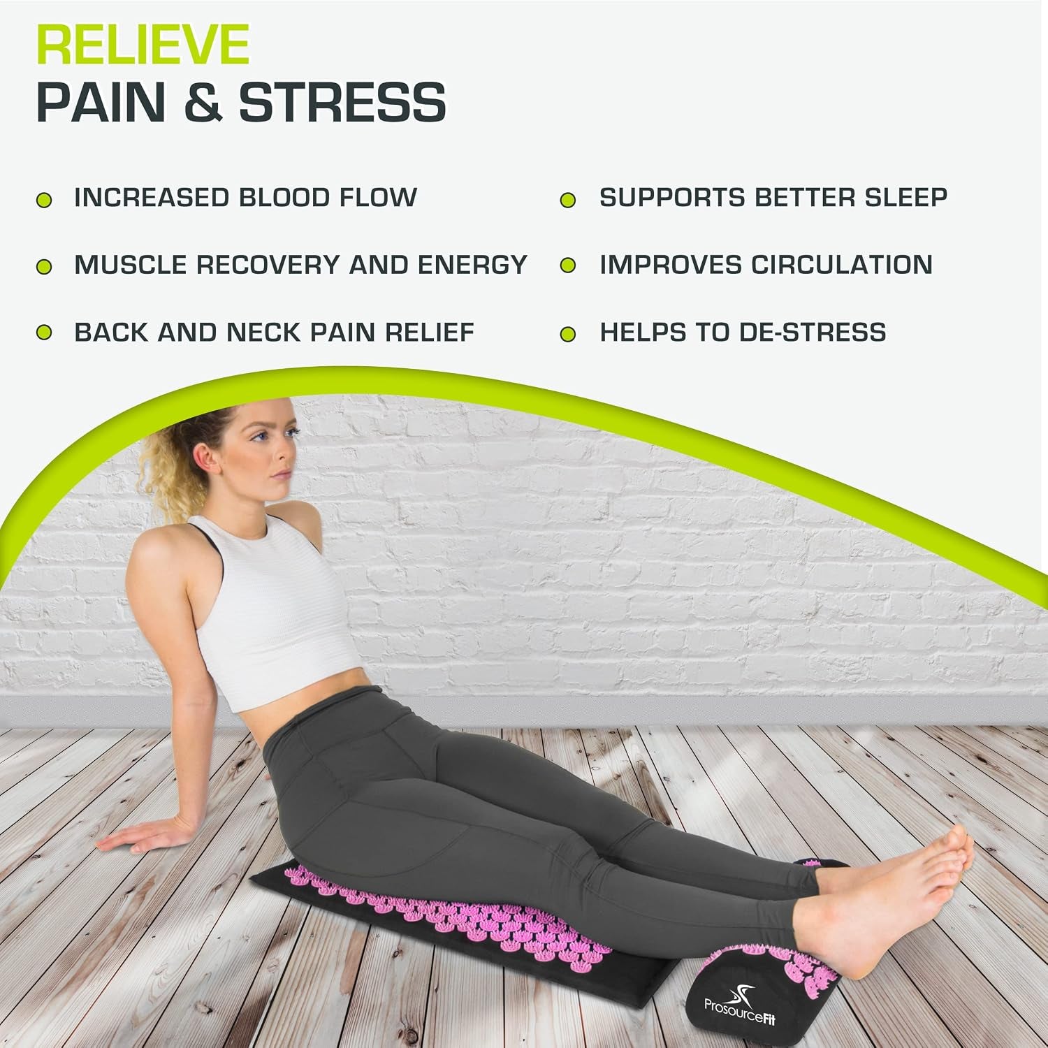 fit Acupressure Mat and Pillow Set for Back/Neck Pain Relief and Muscle Relaxation
