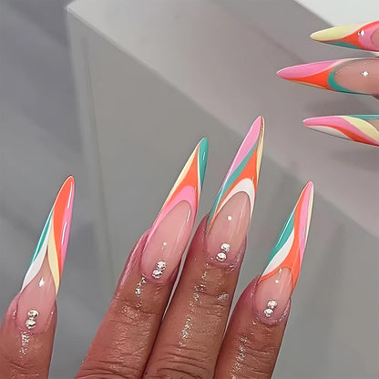 Luxury Press-On Nails | 23 Trendy Stiletto Styles • Reusable Full Nail Kit