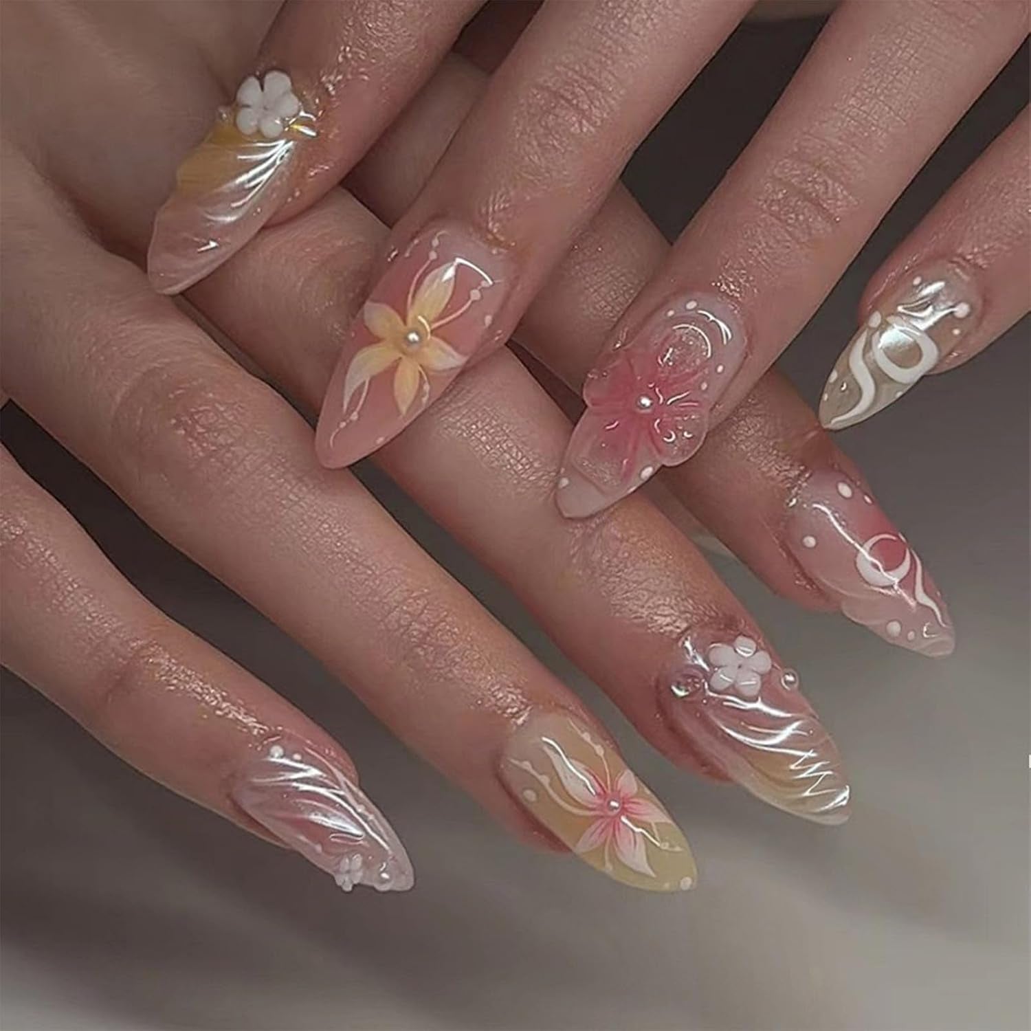 Black Press on Nails Medium Almond Fake Nails Matte False Nails Press Ons with Designs French Tip Acrylic Full Cover Glue on Nails Halloween Stick on Nail for Women Manicure 24 Pcs