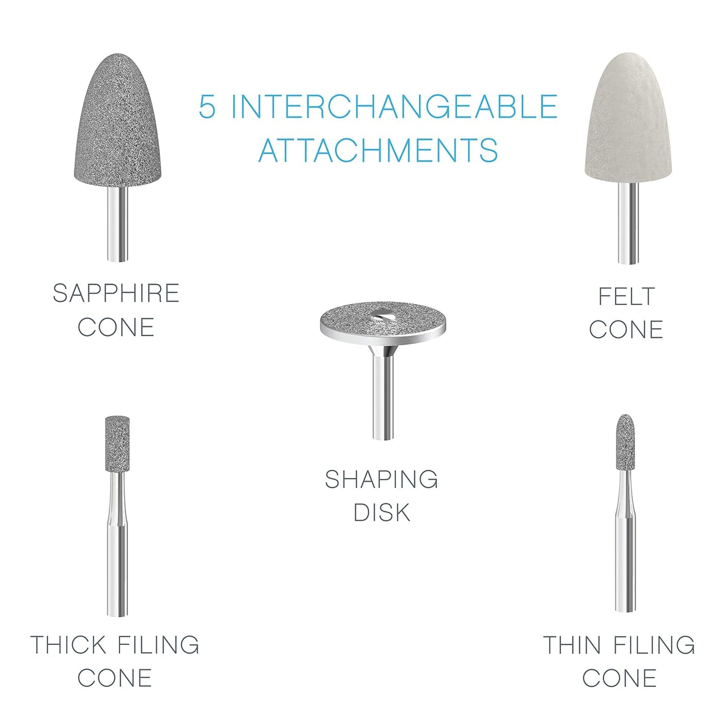 Pure Enrichment Purenails Express Cordless Manicure and Pedicure System - Portable, Battery-Powered Nail File with 5 Interchangeable Attachments, 2 Speeds and Storage Bag - Ideal for Travel & Home