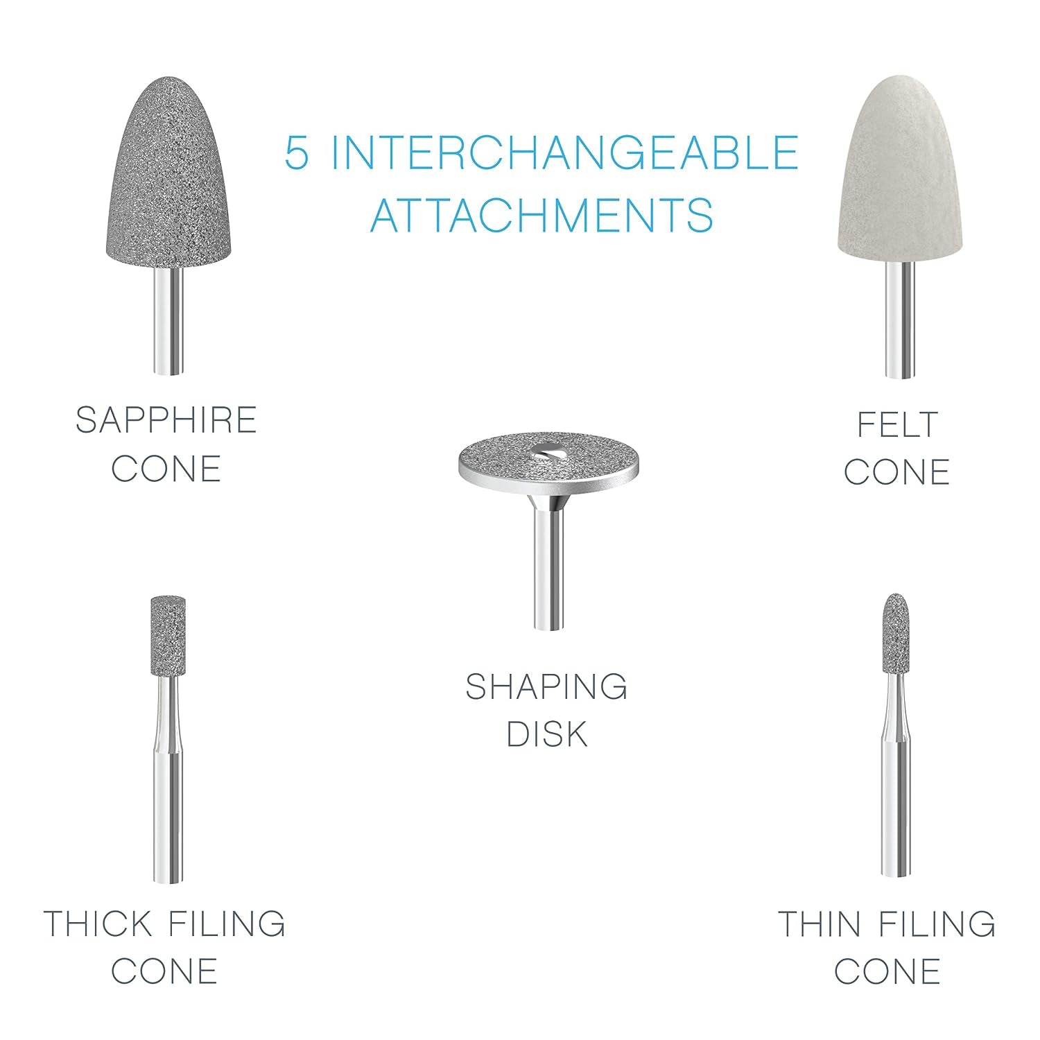 Pure Enrichment Purenails Express Cordless Manicure and Pedicure System - Portable, Battery-Powered Nail File with 5 Interchangeable Attachments, 2 Speeds and Storage Bag - Ideal for Travel & Home