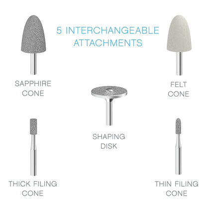 Pure Enrichment Purenails Express Cordless Manicure and Pedicure System - Portable, Battery-Powered Nail File with 5 Interchangeable Attachments, 2 Speeds and Storage Bag - Ideal for Travel & Home