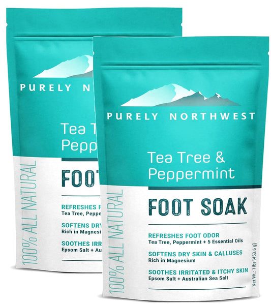 Epsom Salt Tea Tree Foot & Body Soak-Toenail Repair & Ingrown Nails, Athletes Foot Burning & Itching-Stubborn Foot Odor & Softens Callouses--Usa 2 LB