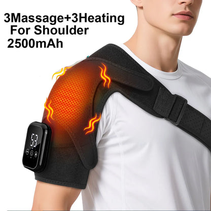 Electric Heating Shoulder Massage Brace Belt Thermal Vibrator Shoulder Temperature Massage Support Pad