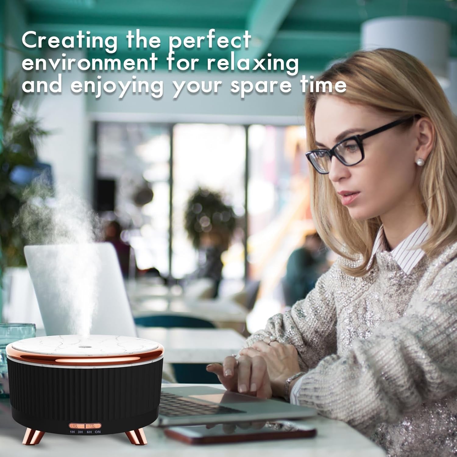 Diffusers for Essential Oils Large Room, 500Ml Aromatherapy Diffuser Cool Mist Humidifier with Remote Control,7 Colors Lights & 4 Mist Mode Waterless Auto off for Women Office Home
