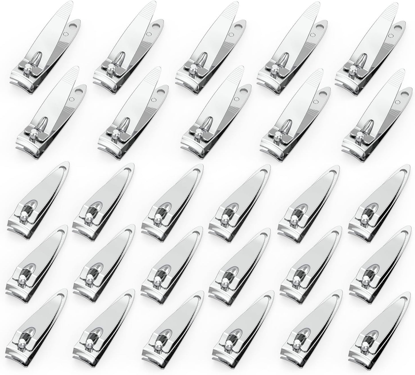 30 Pieces Nail Clippers Flat Toenail Clippers Stainless Steel Toenail Clippers Manicure Pedicure Sturdy Trimmer Set for Men and Women