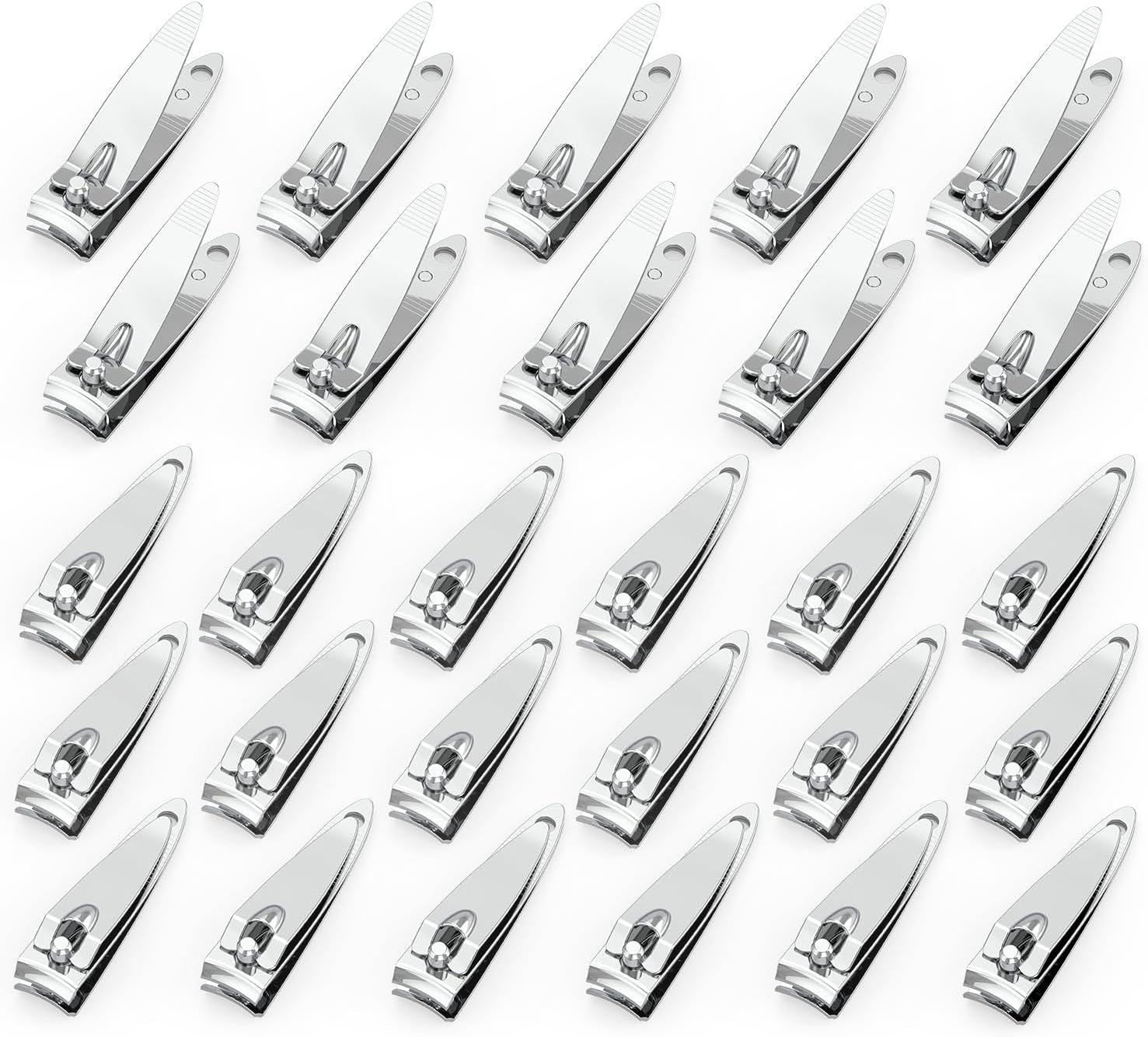 30 Pieces Nail Clippers Flat Toenail Clippers Stainless Steel Toenail Clippers Manicure Pedicure Sturdy Trimmer Set for Men and Women