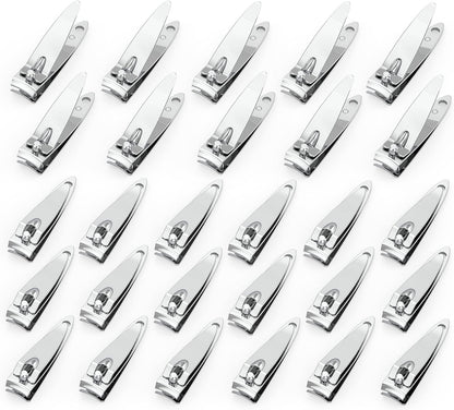30 Pieces Nail Clippers Flat Toenail Clippers Stainless Steel Toenail Clippers Manicure Pedicure Sturdy Trimmer Set for Men and Women