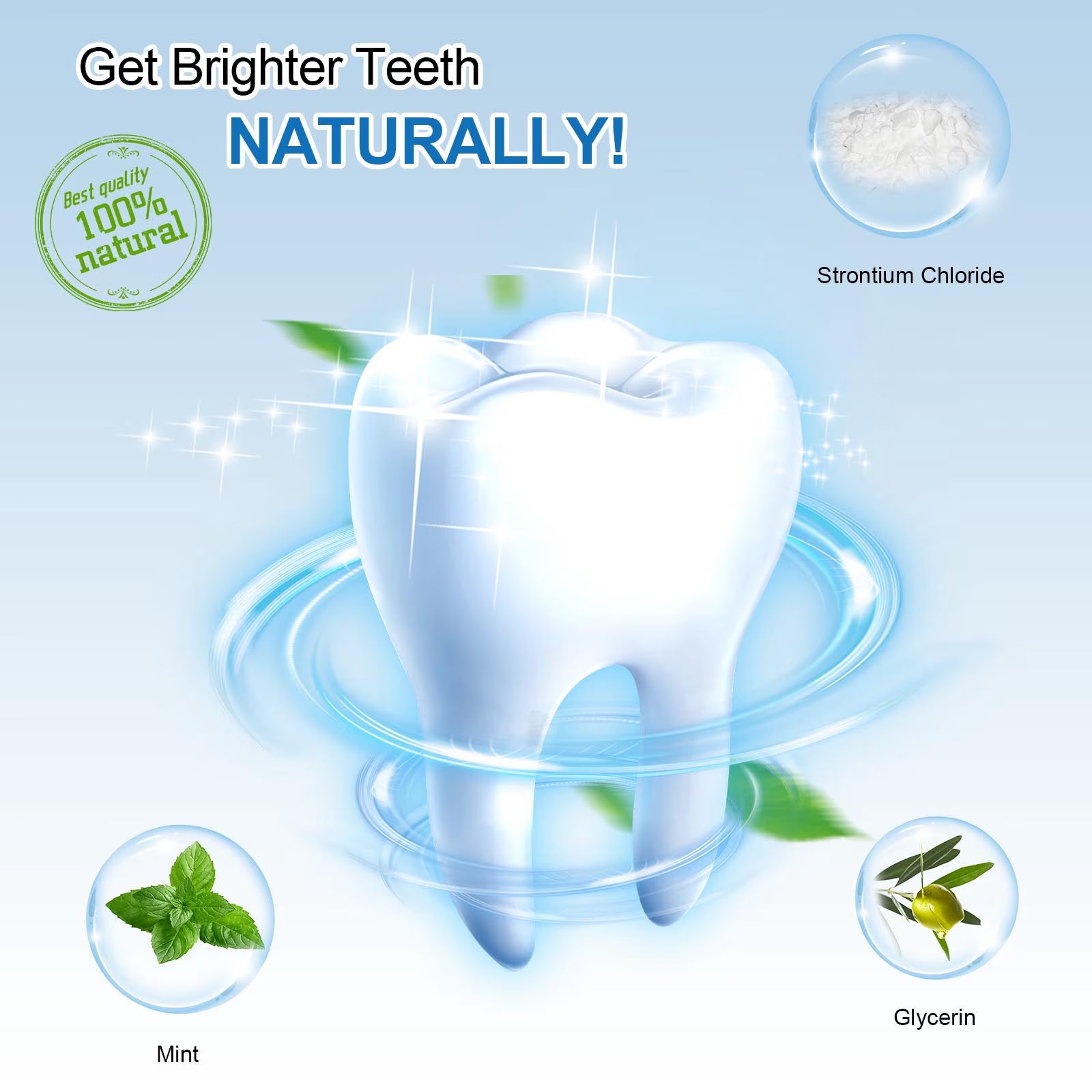Teeth Whitening Powder Fot Teeth Whitening Toothpaste, Fluoride Free & Non-Sensitive, Enamel Safe Tooth Stain Remover, Fresh Mint, 5.5 Oz, 5 Packs