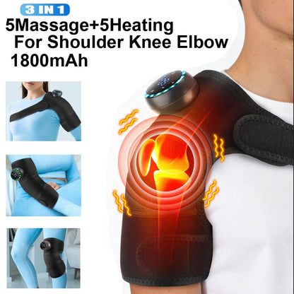 Electric Heating Shoulder Massage Brace Belt Thermal Vibrator Shoulder Temperature Massage Support Pad