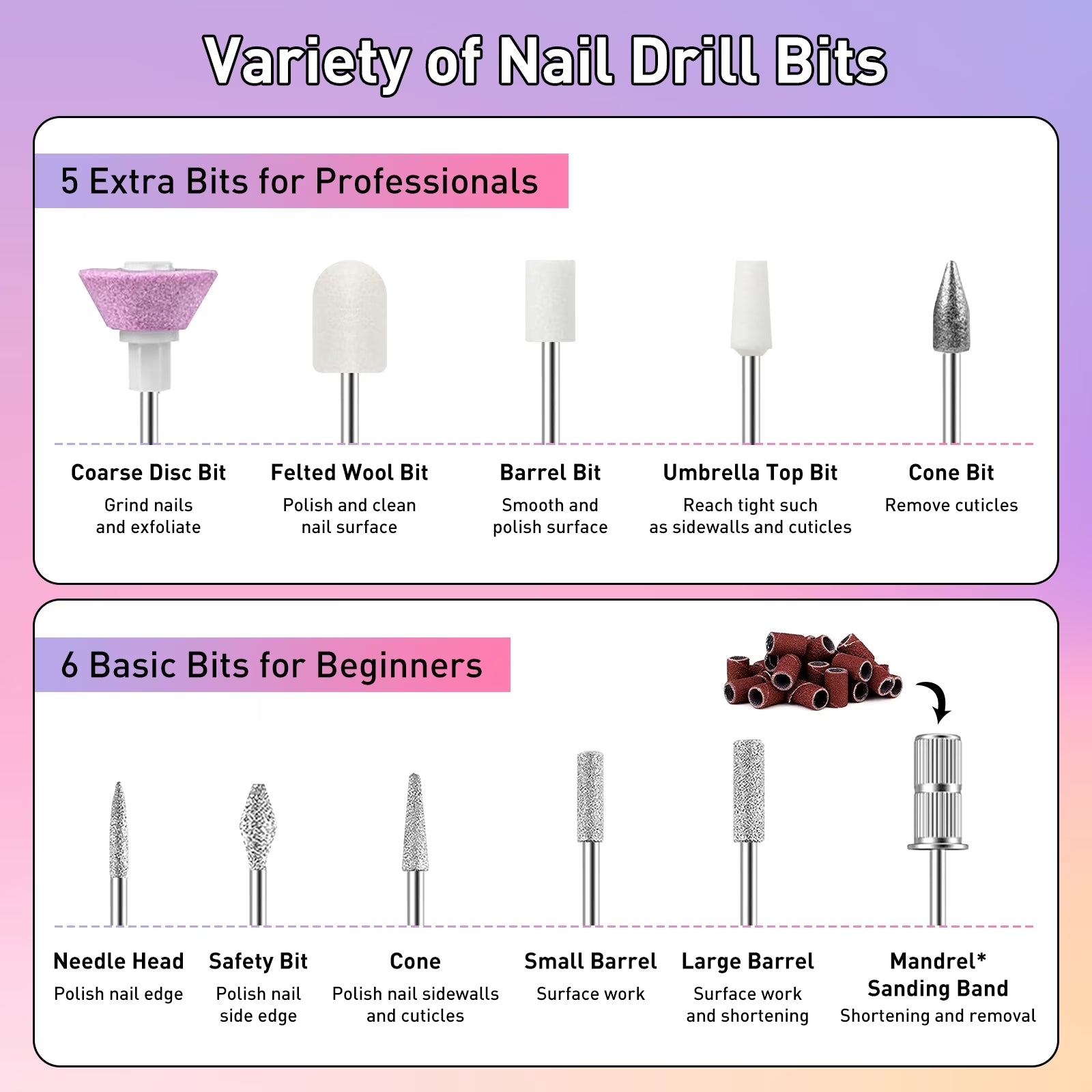 Electric Nail Drill Kit, Professional Cordless Nail Drill Nail File Manicure for Acrylic Gel Dip Powder Nails