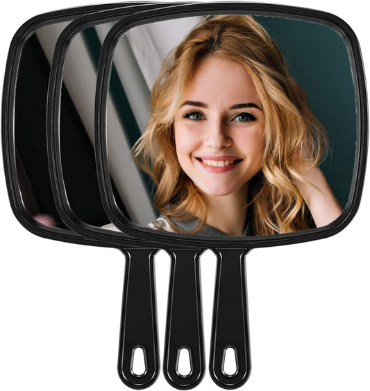 12.6"L X 9"W Hand Mirror, Handheld Mirror with Handle for Salon, 3Pcs