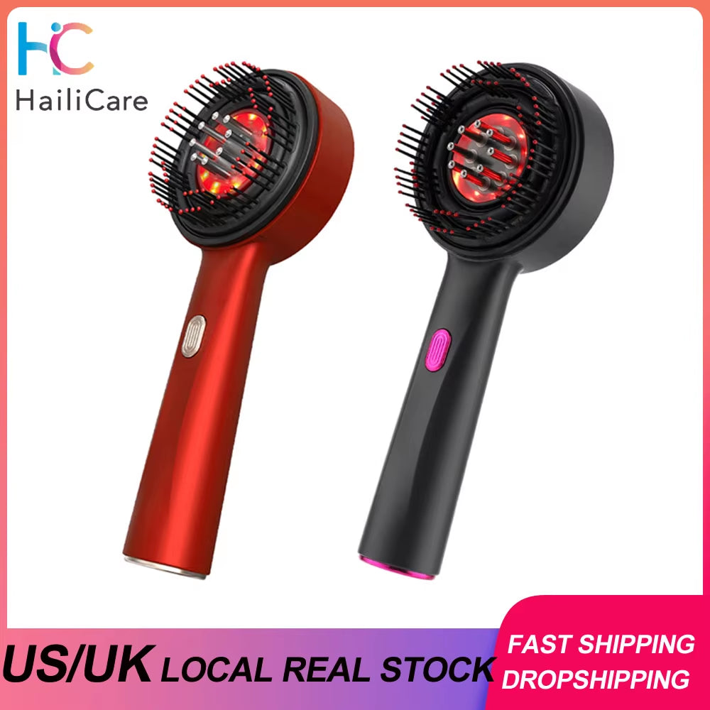 Electric Massage Comb Vibration Red Light Therapy Hair Growth Massage Scalp Brush anti Hair Loss Liquid Oil Applicator