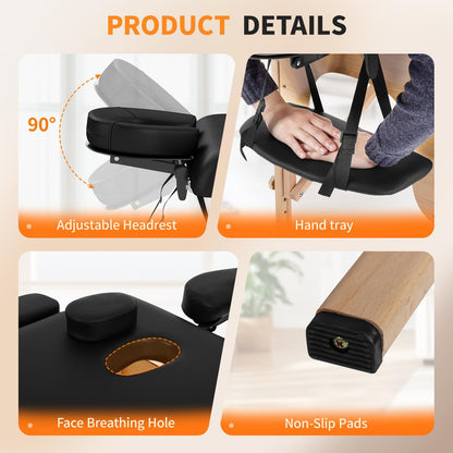Portable Massage Table | Adjustable Spa Bed with Carry Bag for Massage, Facials, Lash & Tattoo