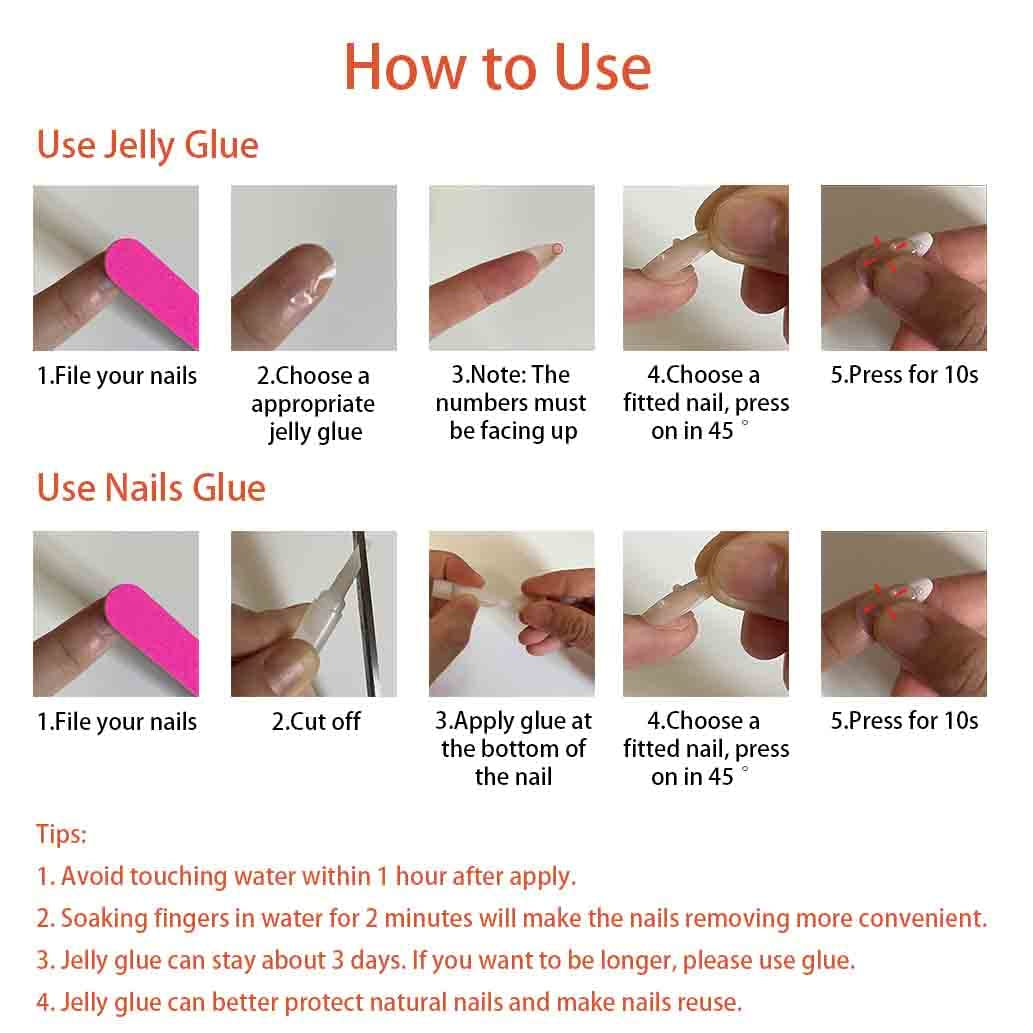 Almond Press-On Nails | Glossy Nude & Black Full Cover False Nails | 24-Piece Reusable Nail Set