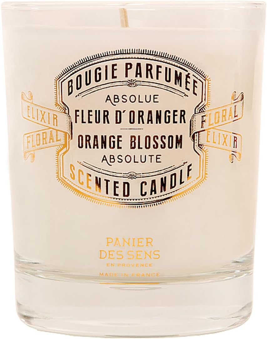 Orange Blossom Long-Lasting Scented Candle, 6.3 Oz | Hand-Poured in Provence | up to 55 Hours Burn Time | 100% Natural Cotton Wick | Long-Lasting French Home Fragrance