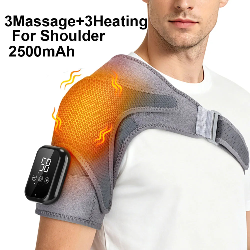 Electric Heating Shoulder Massage Brace Belt Thermal Vibrator Shoulder Temperature Massage Support Pad