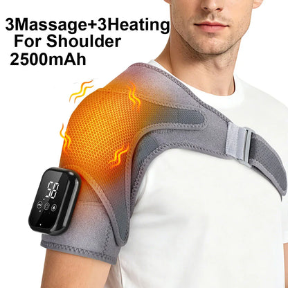 Electric Heating Shoulder Massage Brace Belt Thermal Vibrator Shoulder Temperature Massage Support Pad