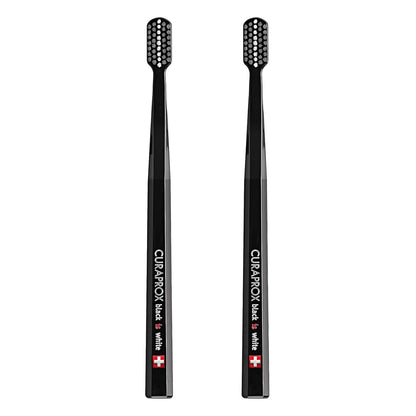 Toothbrush Duo – for Adults | Stylish Black Toothbrushes with Ultra-Soft Filaments | Whitening-Friendly | Black | 2-Pack
